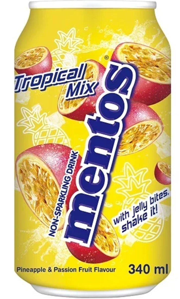 Негазований напій Mentos Drink Tropical Mix зі шматочками желе 340мл, фото 1