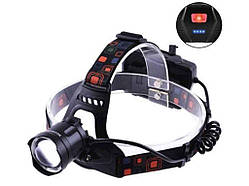 Ліхтар налобний 3реж. 5000K АКБ 3*18650 ЗП micro USB, 3x18650, signal light, Box ТМ BAILONG