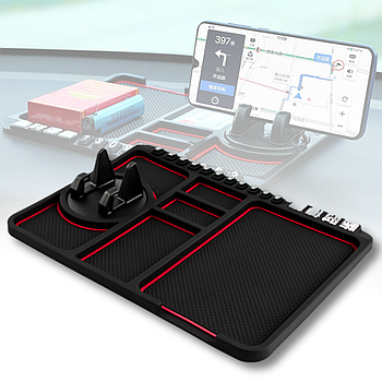 Автомобільний органайзер-килимок з тримачем для телефону та антиковзною поверхнею