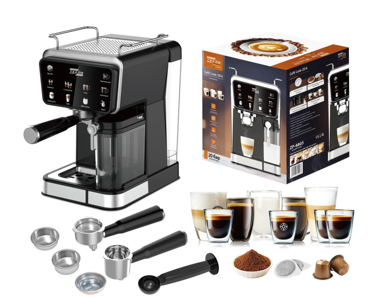 Кавомашина 3в1 з капучинатором Zepline ZP-6803-NEW 3000 Вт чорна 5091044