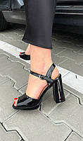 Чорні лакові босоніжки на високих підборах розмір 38 39