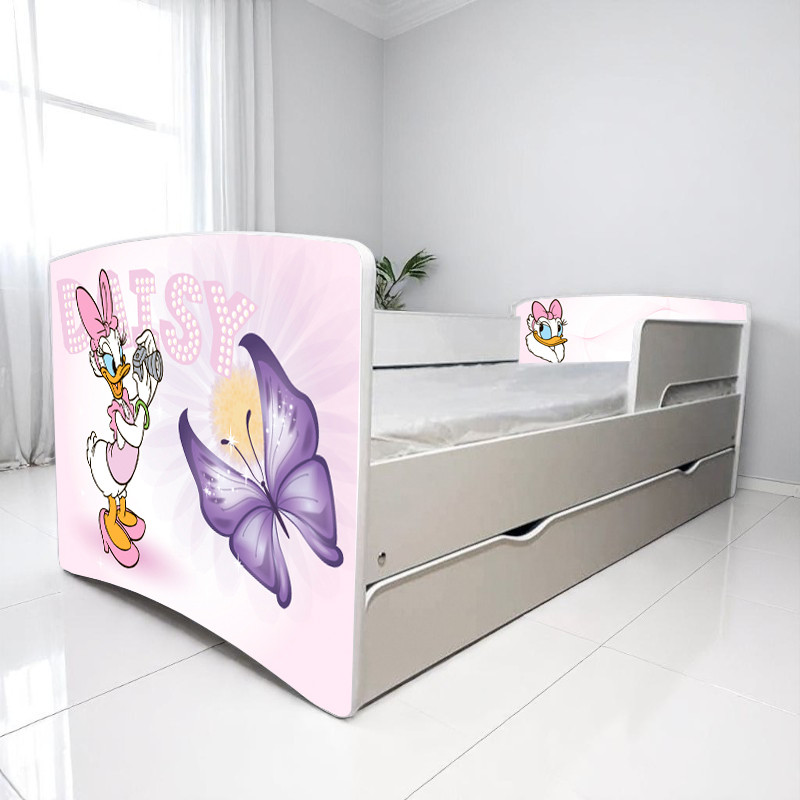 Ліжко для дівчинки Дейзі Дональд з шухлядою на ламелях + захисний бортик, фото 1
