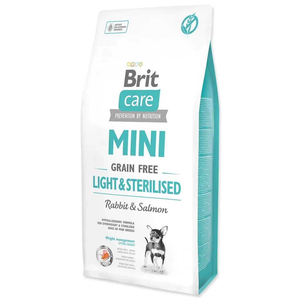 Brit Care Mini Light & Sterilised 7кг – беззерновий корм для маленьких стерилізованих собак з кроликом і лососем, фото 1