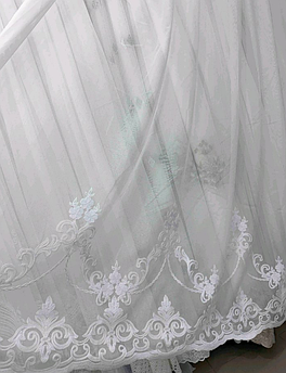 Тюль бамбук із вишивкою в зал