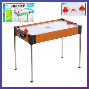 Дитяча підлогова гра аерохокей 2558 дерев'яний на ніжках