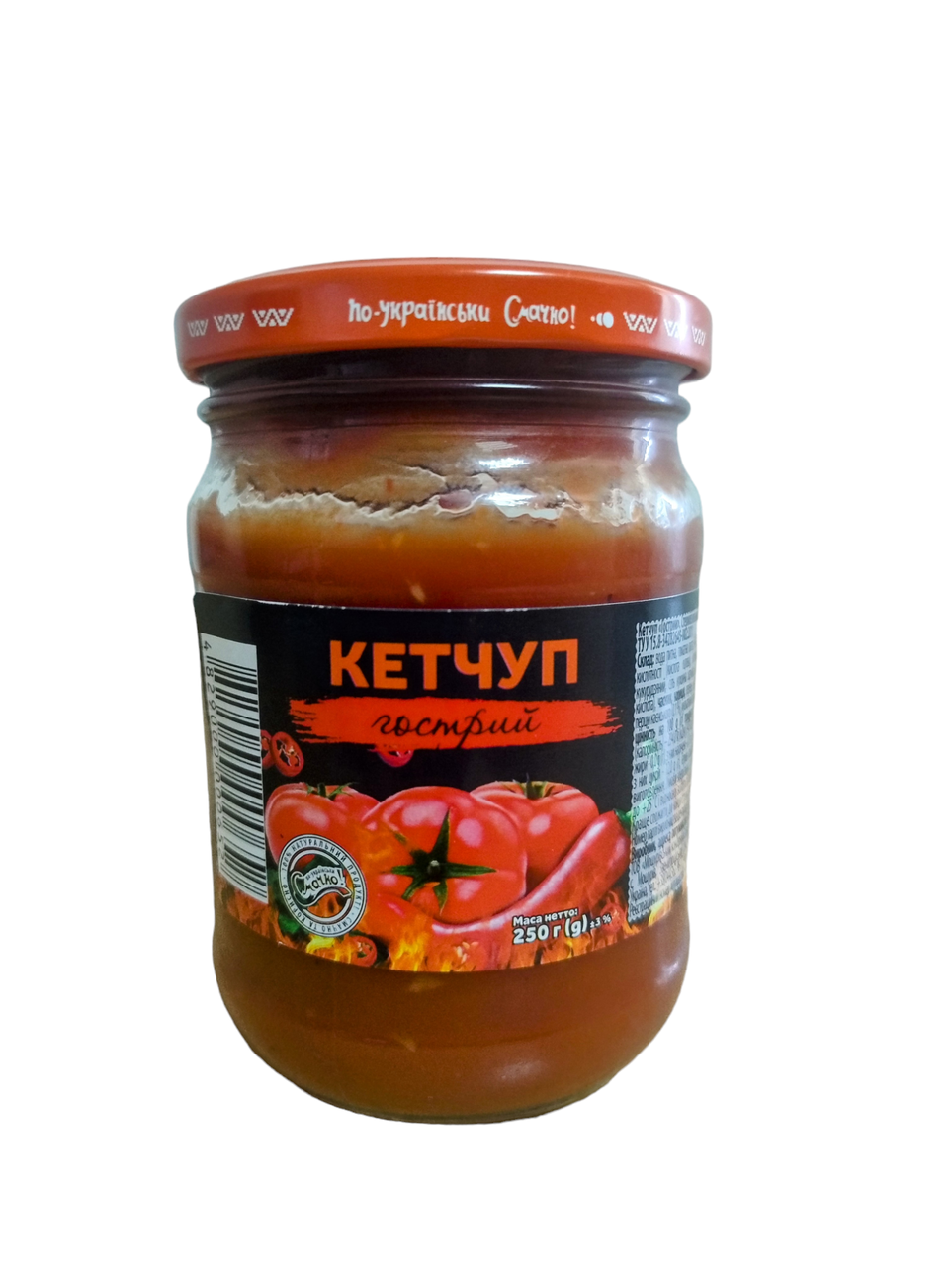 Кетчуп гострий По-українськи Смачно 250 г в скляній банці, фото 1