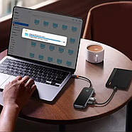 USB-хаб Baseus AcmeJoy 5-Port Type-C HUB Adapter（Type-C to USB3.0*2+USB2.0*1+Type-C PD&Data *1+RJ45*1）Dark Gray, фото 5
