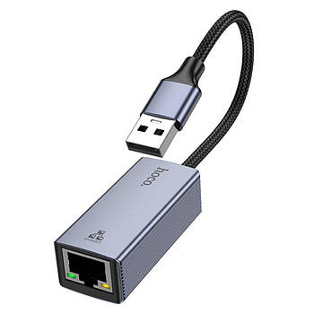 Мережевий адаптер HOCO UA37 USB ethernet adapter (1000 Mbps) Metal Gray