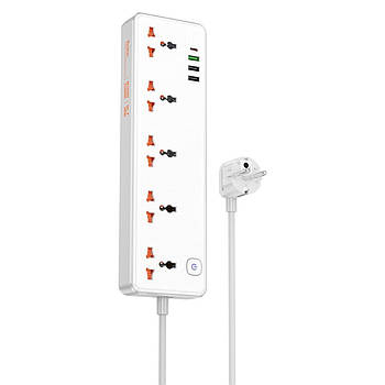 Мережевий подовжувач HOCO  AC14A Rico 5-position socket(PD30W/1C3A) White