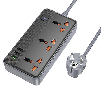 Мережевий подовжувач BOROFONE BAC3A Roy 3 position socket(PD20W/1C3A)(EU) Black