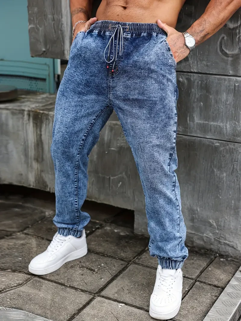 Джинси, джогери супербатальні чоловічі, великі розміри на високий зріст, пояс на гумці, зі шнурівкою NN