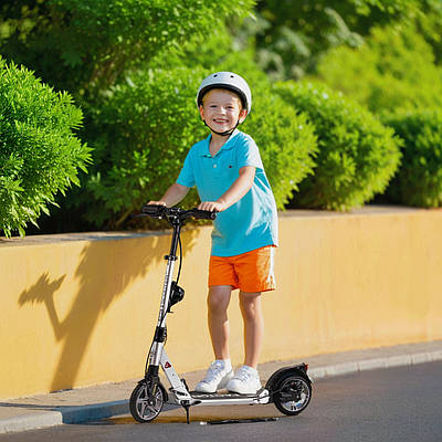 Дитячий двоколісний самокат для хлопчика дівчинки підлітка дорослого регулювання керма ручне ножне гальмо