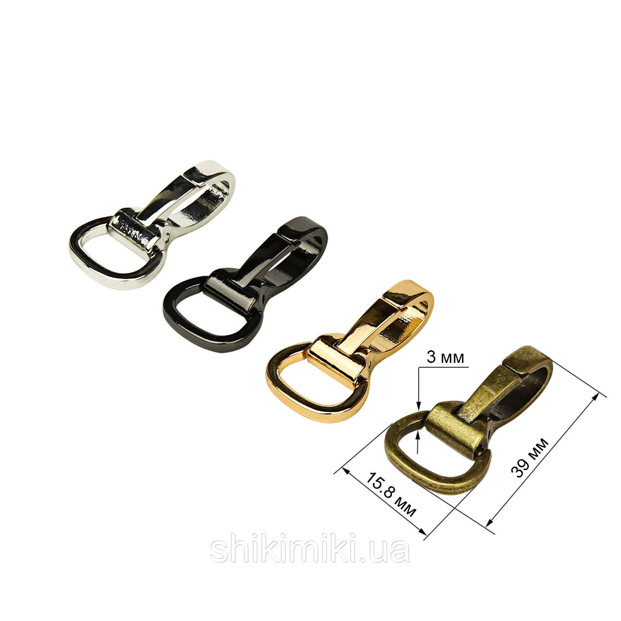 Карабін для сумок KR03-4 (16 мм), колір антик, фото 1