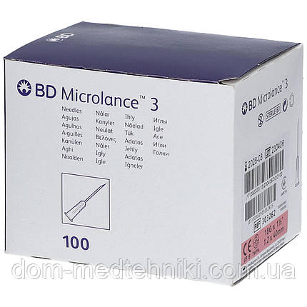 Голка з кріпленням Luer-Lock для мезотерапії | карбокситерапії BD Microlance 18G x 1 1/2" (1,2 x 40 mm), 100 шт., фото 1