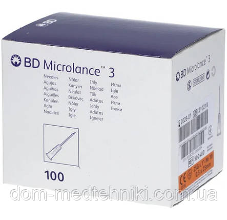 Голка з кріпленням Luer-Lock для мезотерапії | карбокситерапії BD Microlance 25G 1" (0,5 x 25 mm), 100 шт., фото 1