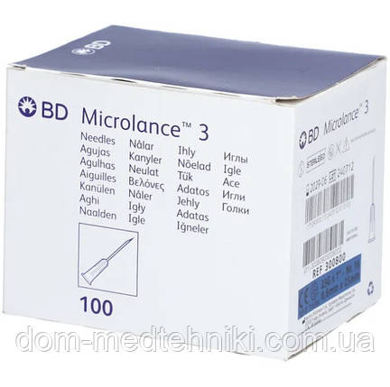 Голка з кріпленням Luer-Lock для мезотерапії | карбокситерапії BD Microlance 23G 1" (0,6 mm x 25 mm), 100 шт., фото 1