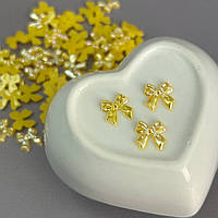 Напівнамистини «Бантики» 11 мм, 10 гр/уп - жовтий з покриттям АВ