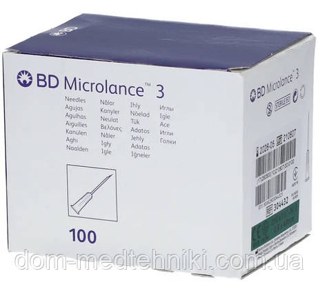Голка з кріпленням Luer-Lock для мезотерапії | карбокситерапії BD Microlance 21G 1 1/2" (0,8 x 40 mm), 100 шт., фото 1