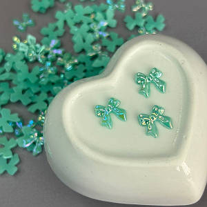 Напівнамистини «Бантики» 11 мм, 10 гр/уп - бірюзовий з покриттям АВ