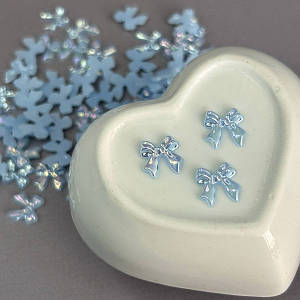 Напівнамистини «Бантики» 11 мм, 10 гр/уп - блакитний з покриттям АВ