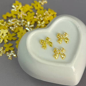 Напівнамистини «Бантики» 11 мм, 10 гр/уп - жовтий з покриттям АВ