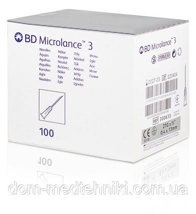 Голка з кріпленням Luer-Lock для мезотерапії | карбокситерапії BD Microlance 27G 1/2" (0,4 x 13 mm), 100 шт., фото 1