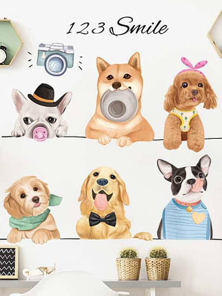 Наклейка вінілові Собачки Smile (лист 60 х 90 см) Б27-3, фото 1
