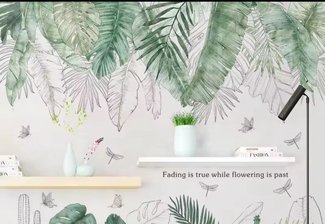 Вінілові наклейки Великі зелене листя папороті (лист 60 х 90 см) Б79-12