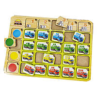 Дерев'яний пазл-сортер "Вантажівки" Ubumblebees ПСФ102 PSF102 колір та рахунок, 7904518 - 999