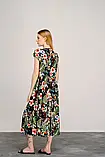Сукня Azuri віскоза довга принт квіти 44 чорна, фото 3