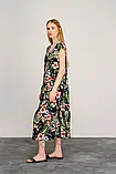 Сукня Azuri віскоза довга принт квіти 44 чорна, фото 4