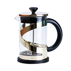 Чайник прозорий заварювальний з френч пресом 800 мл Золотий HP33540PGL