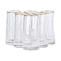 Набір стаканів високих 6 штук по 600 мл із золотим обідком HP-16-19