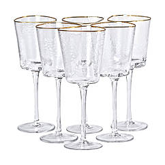 Набір з 6 келихів 350 мл, для вина із золотим обідком HP-16-22