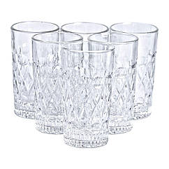 Набір фігурних склянок 6 шт. 300 мл скляні склянки для коктейлів, холодних напоїв HP-YH-14