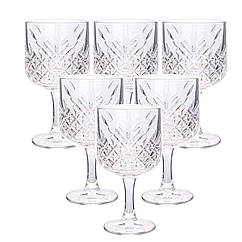 Келихи для вина на високій ніжці набір 6 шт винний келих скляний прозорий 400 мл HP-YH-44