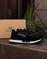Чорні чоловічі текстильні кросівки Lacoste Elite Active Black White  Демісезонні кросівки Лакоста