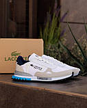 Бежеві чоловічі текстильні кросівки Lacoste Elite Active White Beige Blue  Демісезонні кросівки Лакоста, фото 6