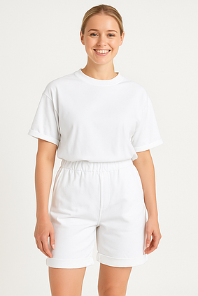 Жіночий костюм-двійка футболка та шорти двонитка Sky Magesuek білий