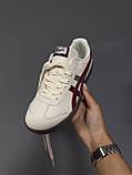 Бежеві шкіряні жіночі кросівки ASICS ONITSUKA TIGER WHITE / BURGUNDY / GREY Демісезонні кеди Асікс Тайгер купити, фото 5