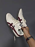 Бежеві шкіряні жіночі кросівки ASICS ONITSUKA TIGER WHITE / BURGUNDY / GREY Демісезонні кеди Асікс Тайгер купити, фото 7