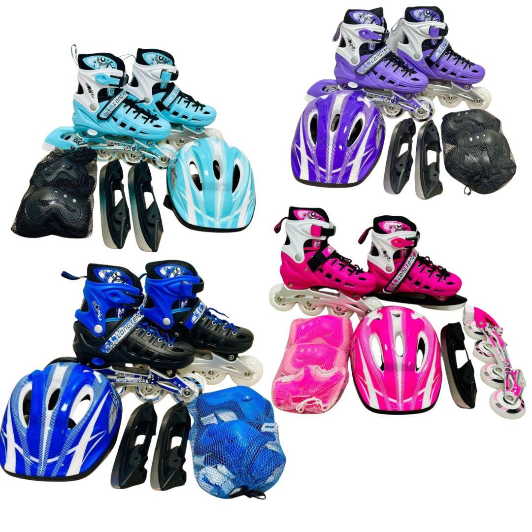 0357 Ролики 2in 1 Combo Ice M (35-38) мікс кольорів, фото 1