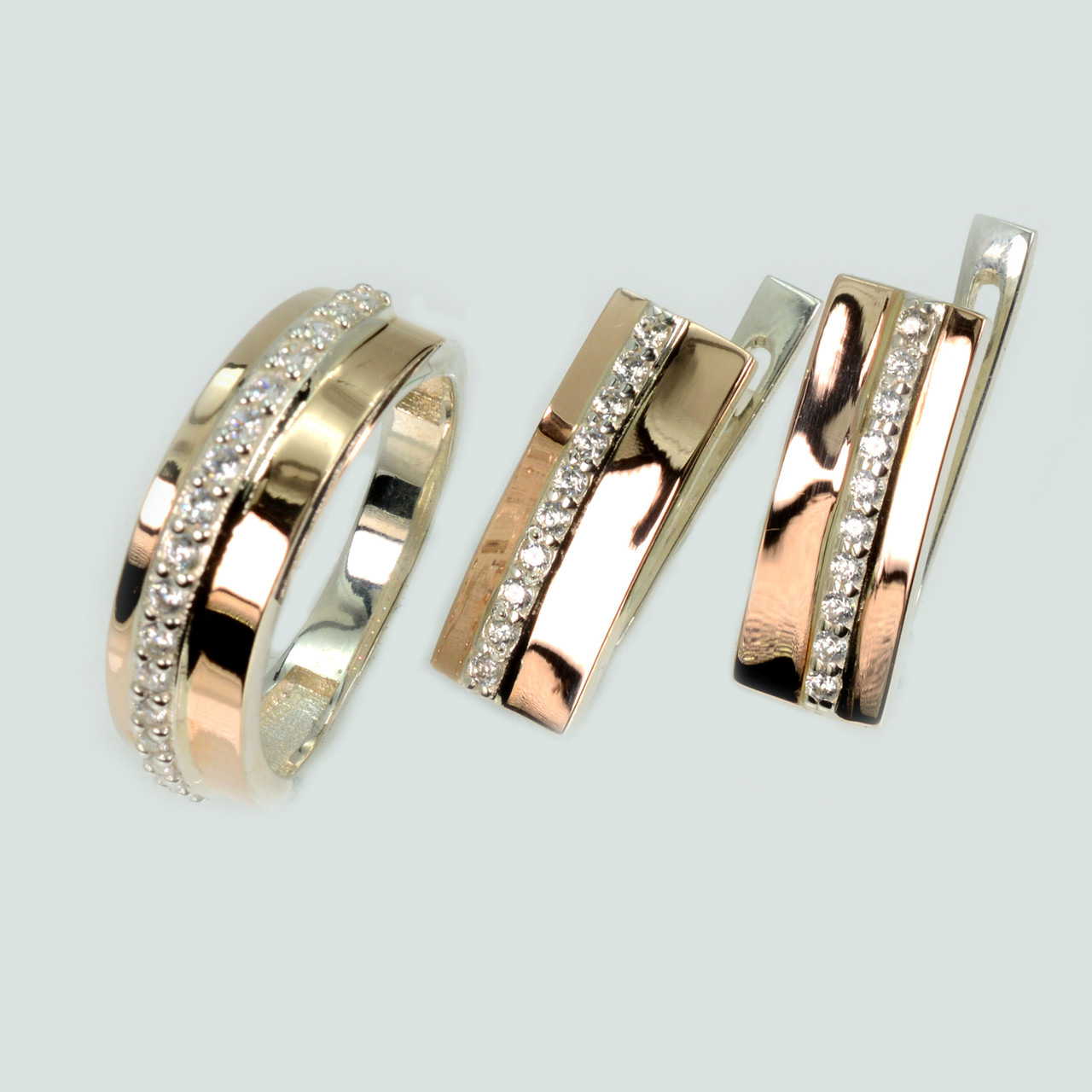 Срібний гарнітур з золотими пластинами, фото 1