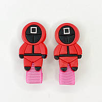 Шпильки для волосся Finding Затискачі для волосся Гра в кальмара квадрат Червоний 4.3 см х 1.8 см Ціна за пару