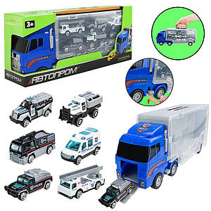 006-3 PS Трейлер АВТОПРОМ с машинками короб. 34, 5*14, 9*9, 5см