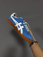Сині замшеві жіночі кросівки ASICS ONITSUKA TIGER BLUE / WHITE Демісезонні кеди Асікс Тайгер купити