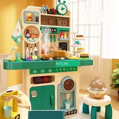 Інтерактивна дитяча кухня з піччю 89 предметів Усе необхідне для сюжетно рольових ігор у кухаря ефекти пари
