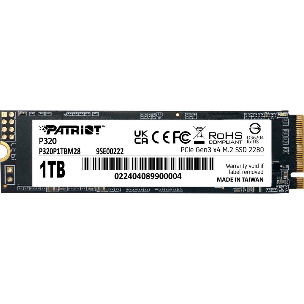 Накопичувач SSD Patriot M.2 2280 1TB P320 1 TB PCIe3.0 x4 3D TLC NAND (P320P1TBM28)