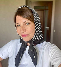 Шийна шовкова хустка Жаклін смужки 70*70 см чорний, фото 4