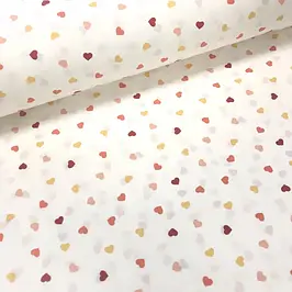 Тканина з сердечками,коронами,бантиками,метеликами